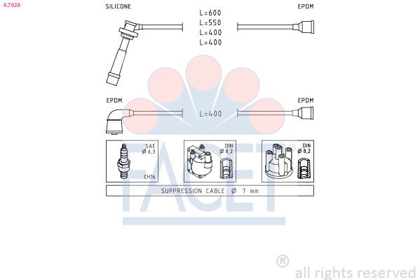FACET Bougiekabels 4.7028 4.7028 Bougiekabel SUZUKI VITARA FACET