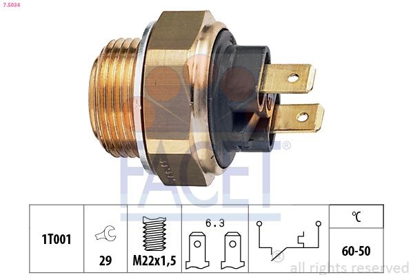 FACET Interruptor de temperatura, ventilador do radiador 7.5034 Interruptor de temperatura ventilador do radiador TOYOTA FACET 7.5034