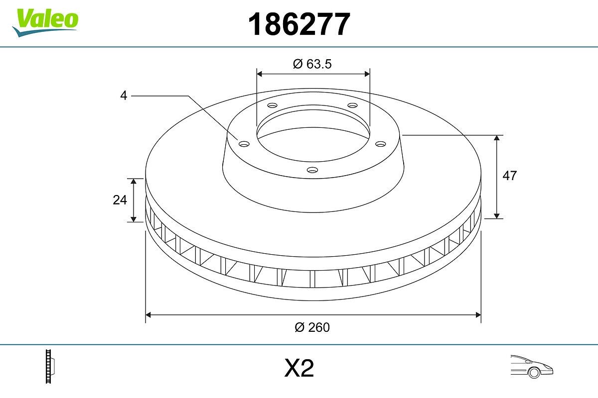 VALEO Brake disc 186277 186277 VALEO brake discs for FORD TAUNUS