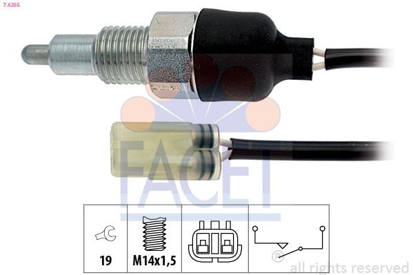 FACET Achteruitrijschakelaar 7.6255 Achteruitrijlicht schakelaar FACET LAND ROVER 7.6255