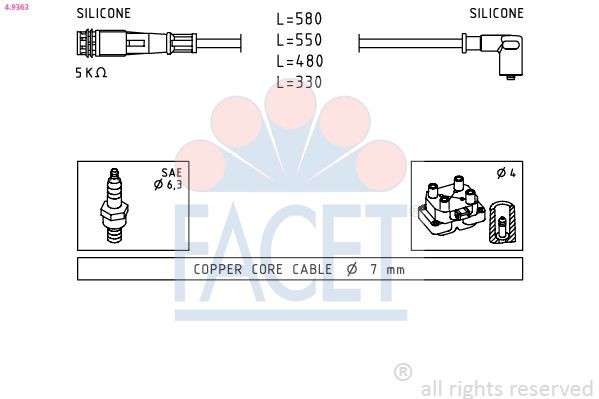 FACET Ignition Cable Kit 4.9595 4.9595 FACET spark plug wire for VW