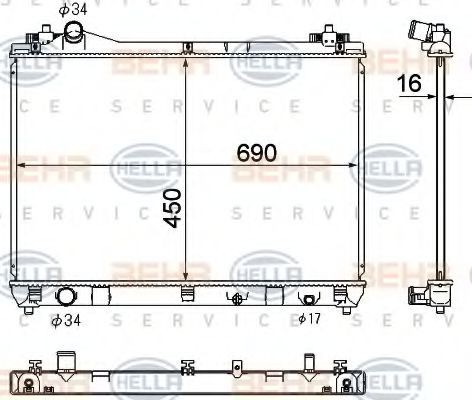 HELLA Radiator, motorkjøling 8MK 376 790-241 Radiator motor HELLA LJ 80 8MK 376 790-241 billige