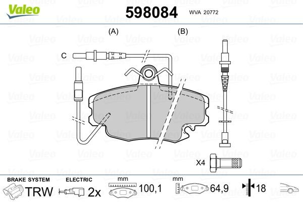 VALEO Brzdové doštičky/platničky 598084 VALEO 598084 Brzdové doštičky 5 Hatchback originálne cena