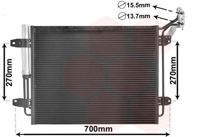VAN WEZEL Kondensators, Gaisa kond. sistēma 58005291 Kondicionieru radiatori VAN WEZEL Volkswagen PHAETON 58005291