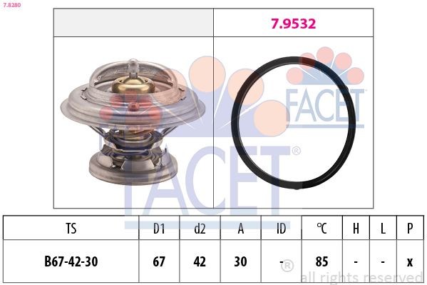 FACET Termostaat, Jahutusvedelik 7.8280 Termostaat MERCEDES-BENZ FACET 7.8280