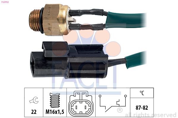 Temperatuurilülitus, radiaatorivent. FACET 7.5112 FACET 7.5112: Temperatuurilülitus radiaatoriventilaator Nissan PRIMERA 2006