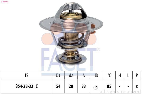 FACET Thermostaat, koelvloeistof 7.8837S Hyundai COUPE Thermostaat, koelvloeistof FACET 7.8837S