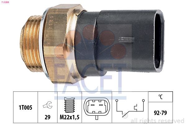 FACET Temperatuurschakelaar, radiateurventilator 7.5288 7.5288 Thermoschakelaar radiateurventilator FACET AUDI A1