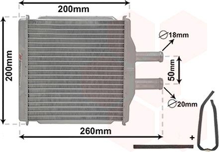 VAN WEZEL Kachelradiateur, interieurverwarming 81006088 VAN WEZEL 81006088 Warmtewisselaar Ford TOURNEO CUSTOM originele