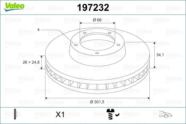 VALEO Disco freno 197232 197232 costo Dischi freno sportivi VALEO ALFA ROMEO GIULIETTA