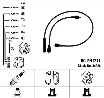 NGK Tændkabelsæt 44326 Tændrørskabel NGK Nissan DATSUN 44326