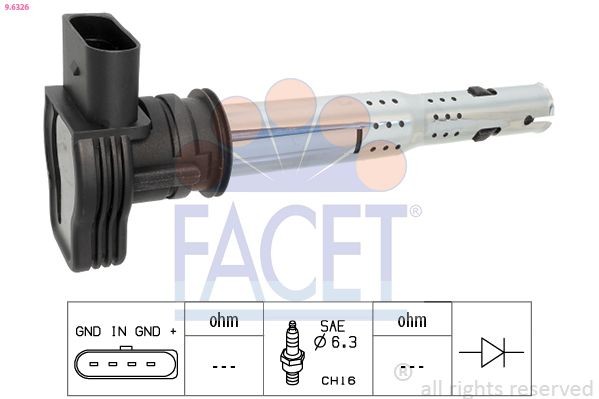 FACET Ignition coil 9.6326 9.6326 FACET ignition coil pack SKODA