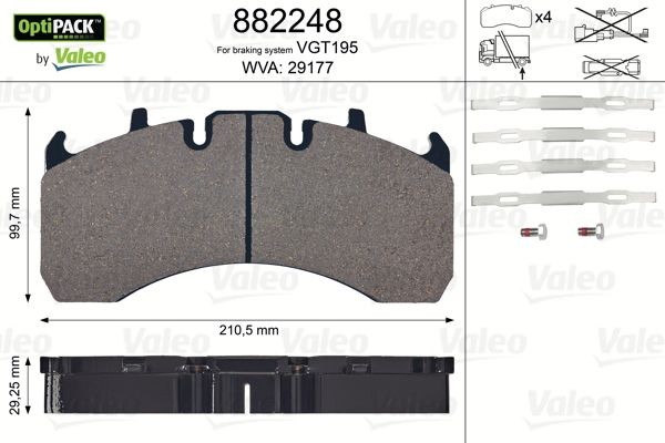 VALEO Bremžu kluči 882248 882248 VALEO Sporta bremžu kluči Renault Trucks lēti