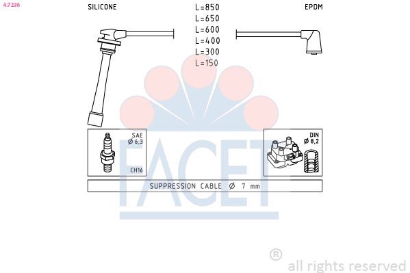 FACET Kit cavi candele 4.8609 FACET 4.8609 Kit cavi accensione Nissan Primera P10 Hatchback prezzo
