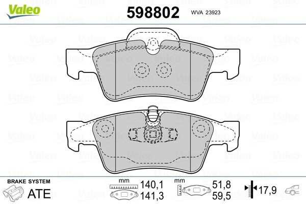 Piduriklotsid VALEO 598802 VALEO 598802: Klotsid Mercedes M-klass 2006