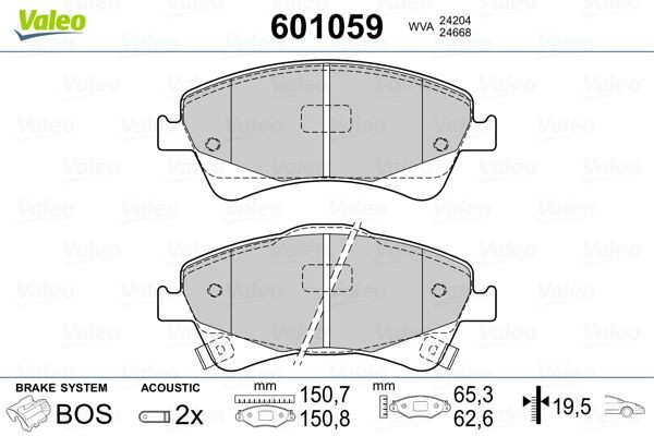 VALEO Brake pad set 601059 601059 VALEO racing brake pads TOYOTA COROLLA