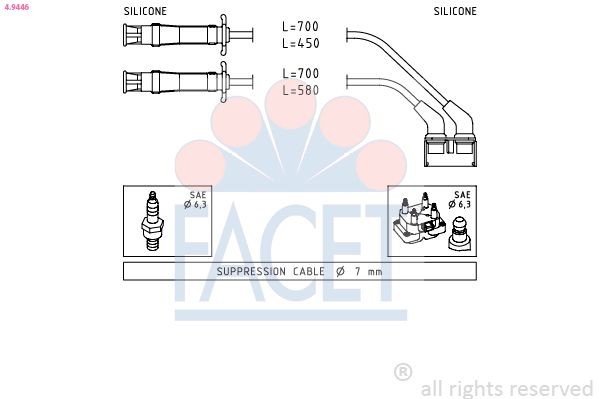 FACET Sada zapaľovacích káblov 4.9446 FACET Zapaľovacie káble MERCEDES-BENZ 4.9446