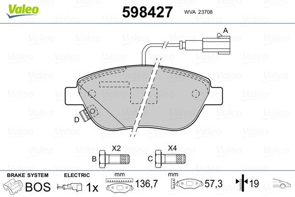 VALEO Brzdové doštičky/platničky 598427 cena Športové brzdové doštičky Opel X12 598427 VALEO