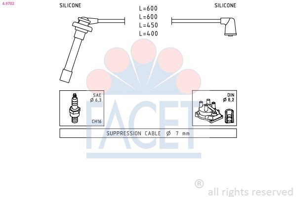 FACET Ignition Cable Kit 4.9933 4.9933 FACET VW ignition lead set