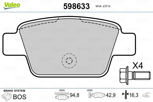 VALEO Τακάκια φρένων 598633 VALEO 598633 Τακάκια φρένων Bravo II Van (198) τιμες