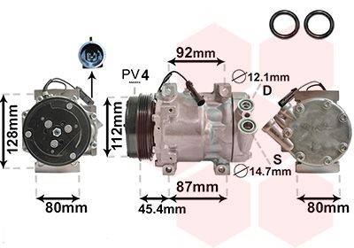 VAN WEZEL Klimakompressor 1700K366 VAN WEZEL 1700K366 Fiat Ducato 244 Van AC kompressor originale pris