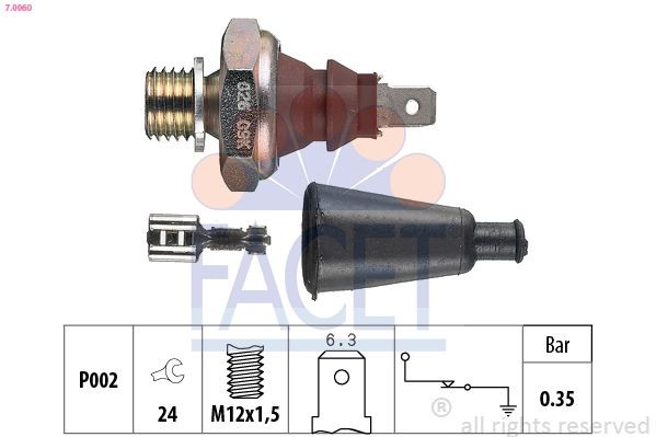 FACET Oljetrykkbryter 7.0060 7.0060 Oljetrykk sensor MERCEDES-BENZ B-Klasse FACET