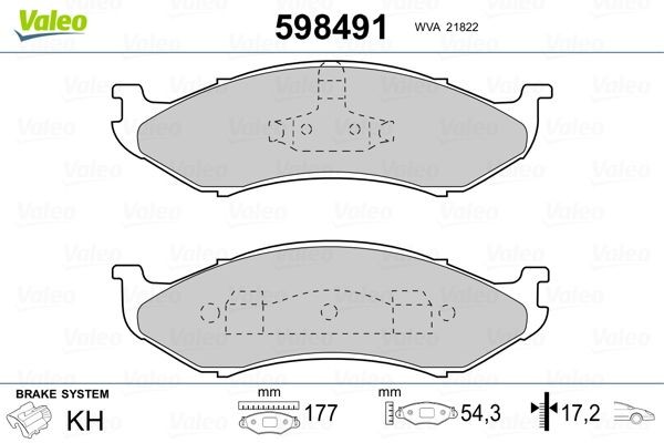 VALEO Jarrupalat, levyjarru 598491 VALEO 598491 Jarrupalat, levyjarru JEEP Comanche (MJ) 4.0 178 hv 1990