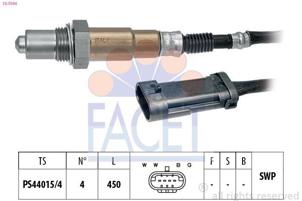 FACET Lambdatunnistin 10.7594 10.7594 FACET Nox anturi PEUGEOT BIPPER