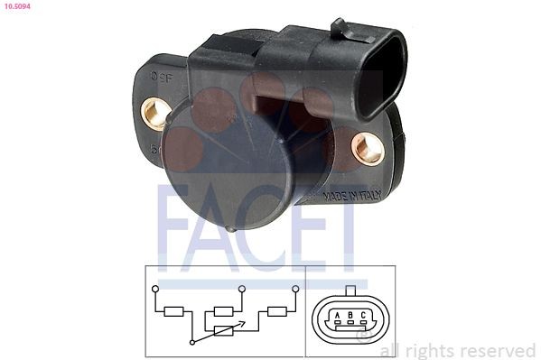 FACET Gasspjæld-potentiometer 10.5094 10.5094 Gasspjæld potentiometer FACET PEUGEOT 208
