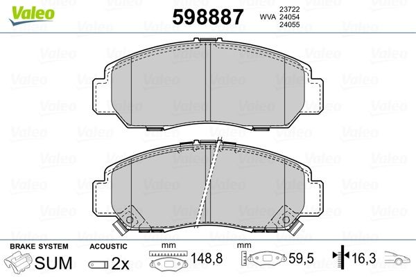 VALEO Remblokken 598887 598887 Remblok HONDA INTEGRA VALEO