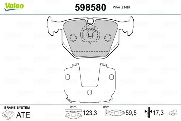 VALEO Kit pastiglie freni 598580 VALEO 598580 Kit pastiglie freni ALPINA D3 Coupe (E92) 2.0 Bi-Turbo 214 CV 2011