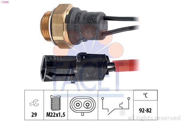 Temperatuurschakelaar, radiateurventilator FACET 7.5045 FACET 7.5045 Thermoschakelaar radiateurventilator JEEP GRAND CHEROKEE 2011