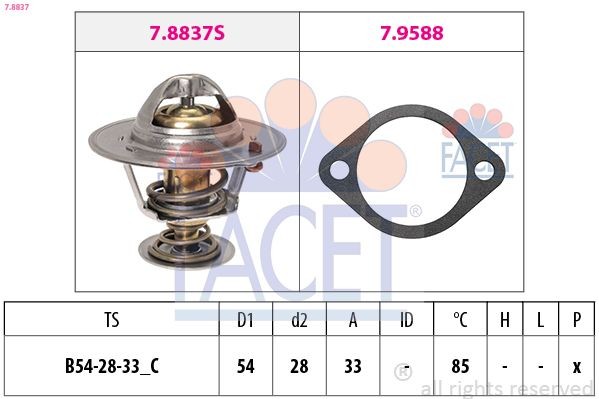 FACET Termostaat, Jahutusvedelik 7.8837 Termostaat FACET COUPE 7.8837 odav