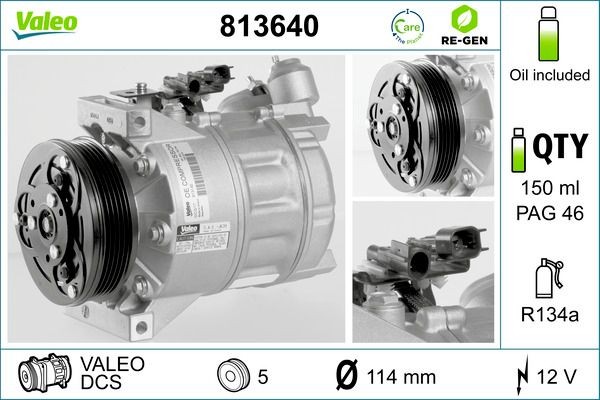VALEO AC-kompressor 813640 Aircondition pumpe Volvo US 813640 VALEO