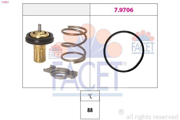 FACET Thermostat d'eau 7.8822 Fiat 124 Thermostat liquide de refroidissement FACET 7.8822