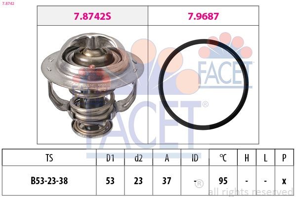 FACET Kühlwasserthermostat 7.8742 Kühlmittelthermostat FACET Skoda 105,120 7.8742
