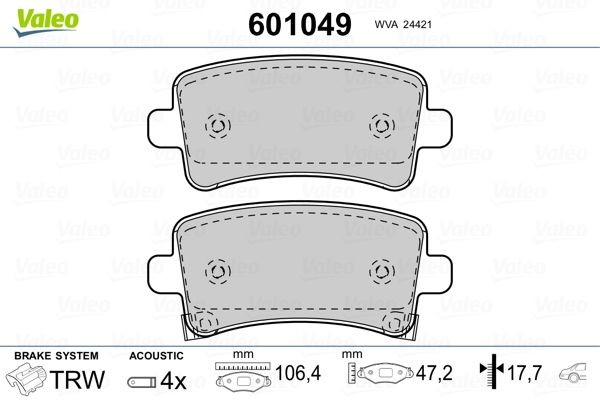 VALEO Bremseklodser 601049 601049 Sports bremseklodser VALEO SAAB 95 Stationcar