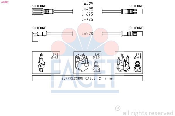 FACET Bougiekabels 4.8347 FACET 4.8347 Bougiekabel Lancia Y10 156 prijs