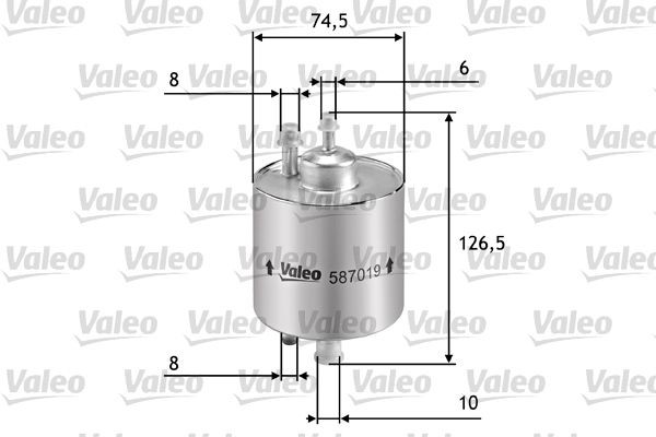 VALEO Polttoainesuodatin 587019 Polttoainesuodatin VALEO Letkusuodatin, 10mm, 6mm