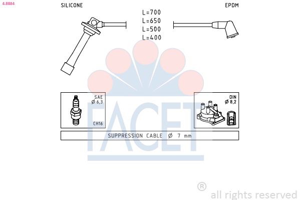 FACET Tændkabelsæt 4.8884 4.8884 Tændkabelsæt MAZDA 6 FACET