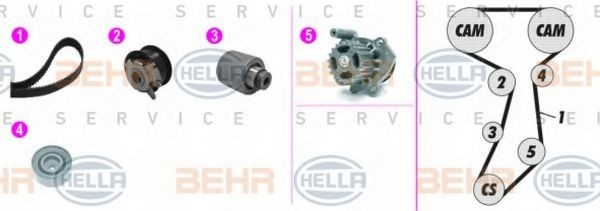 HELLA Kit de distribution + pompe à eau 8MP 376 817-831 8MP 376 817-831 HELLA Kit complet de distribution Chevrolet pas cher