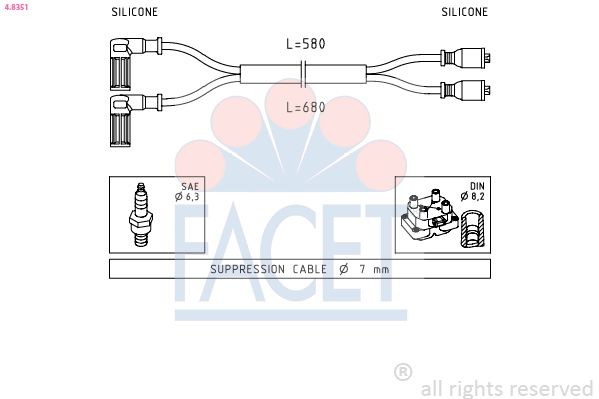 FACET Sytytysjohtosarja 4.8351 4.8351 FACET Sytytysjohto Fiat BRAVO hinta