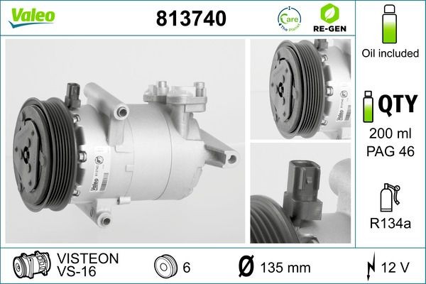 VALEO Klimakompressor 813740 Kompressor klimaanlæg VALEO BARCHETTA 813740 billig