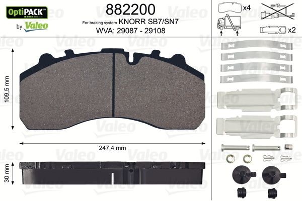 VALEO Kit pastiglie freni 882200 882200 costo Pastiglie freno sportive VALEO MERCEDES-BENZ Classe M