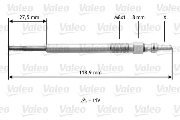 VALEO Gloeibougie 345118 Opel CROSSLAND X Gloeibougies voor diesel VALEO 345118