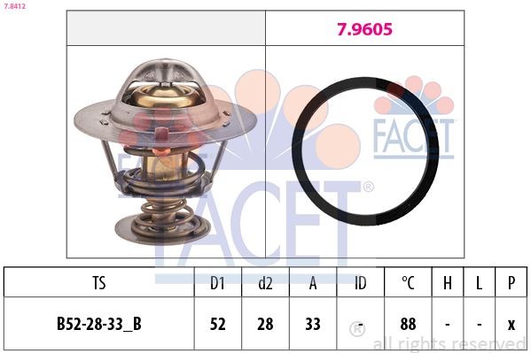 Termostat chladenia FACET 7.8412 FACET 7.8412: Termostat Jaguar X-TYPE 2008