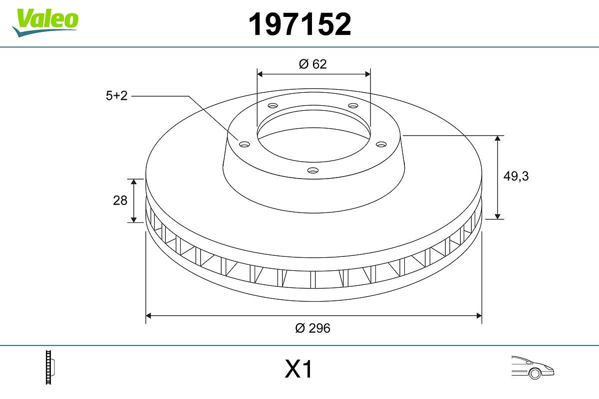 VALEO Bremžu diski 197152 Bremžu disks VALEO CT 197152 lēti
