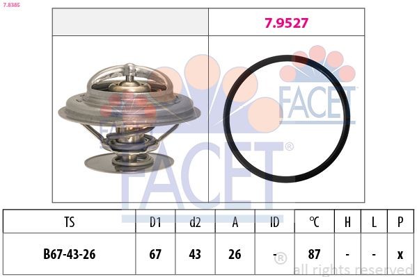 FACET Kühlwasserthermostat 7.8385 7.8385 Thermostatgehäuse SSANGYONG KORANDO FACET kaufen