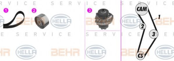 HELLA Wasserpumpe + Zahnriemensatz 8MP 376 813-881 8MP 376 813-881 HELLA NISSAN Zahnriemensatz