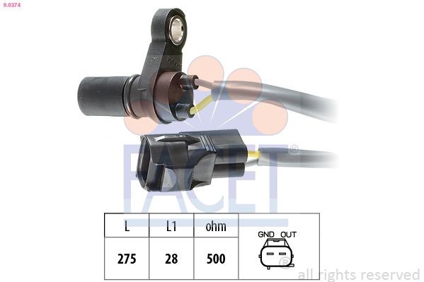 FACET Drehzahlsensor, Automatikgetriebe 9.0374 Geschwindigkeitssensor FACET Hyundai TUCSON 9.0374
